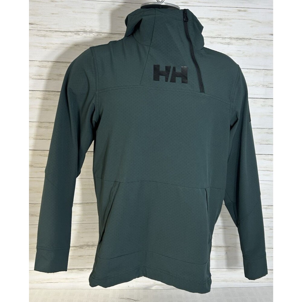 Helly Hansen ULLR D Shield Hoodie Tech Softshell 1/4 Ski Jacket Green Size SMALL